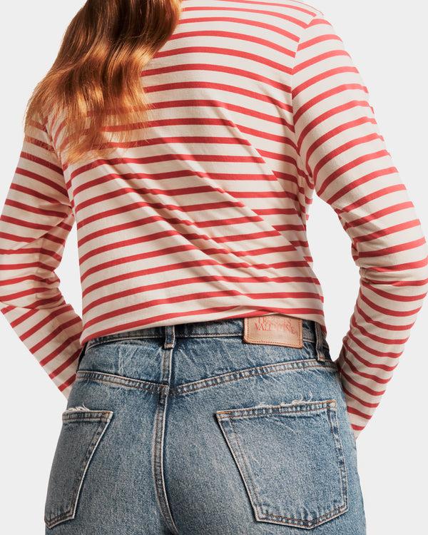 Frances Valentine Long Sleeve Striped Tee Shirt