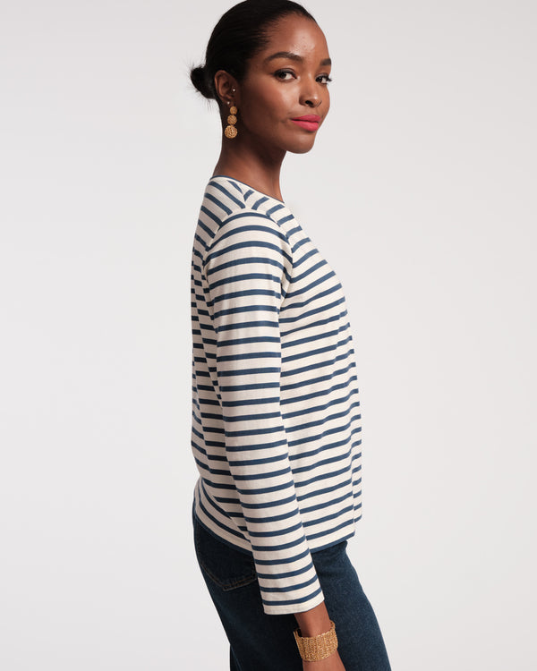 Frances Valentine Long Sleeve Striped Tee Shirt