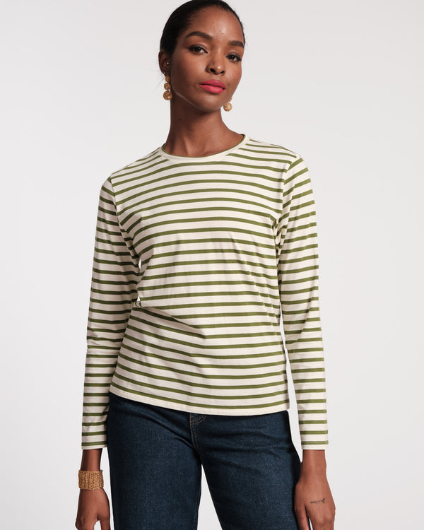 Frances Valentine Long Sleeve Striped Tee Shirt