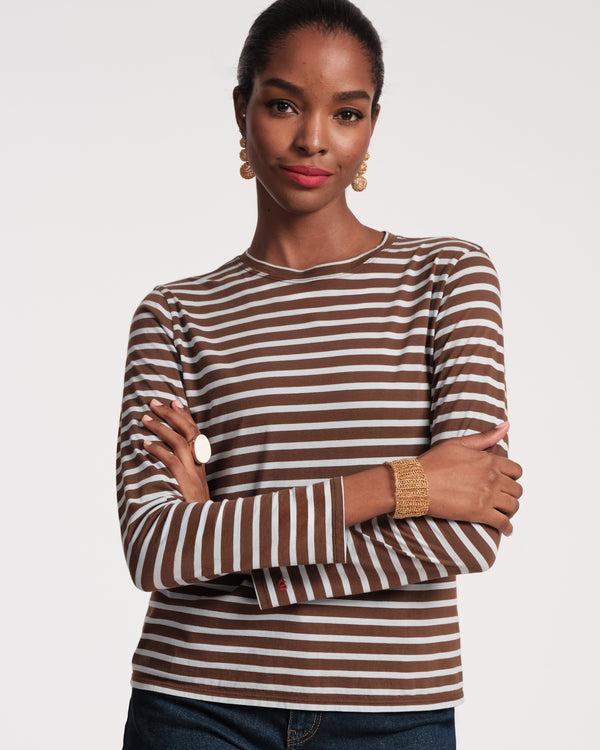 Frances Valentine Long Sleeve Striped Tee Shirt