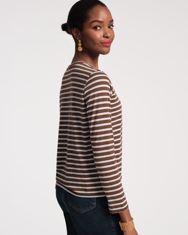 Frances Valentine Long Sleeve Striped Tee Shirt