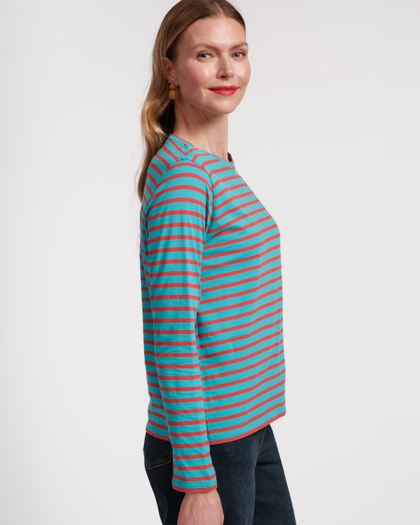 Frances Valentine Long Sleeve Striped Tee Shirt