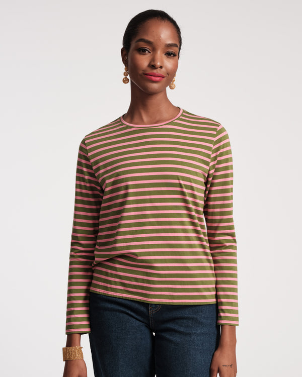 Frances Valentine Long Sleeve Striped Tee Shirt