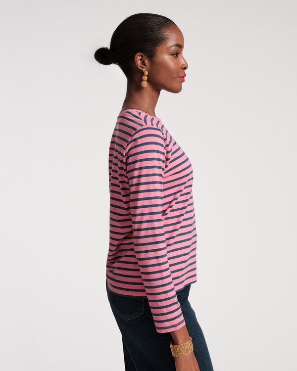 Frances Valentine Long Sleeve Striped Tee Shirt