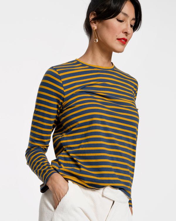 Frances Valentine Long Sleeve Striped Tee Shirt