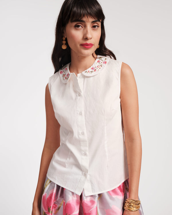 frances valentine Louise Floral Collar Top
