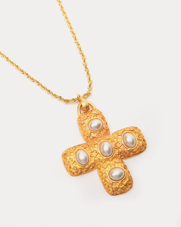 Frances Valentine Pearl Cross Pendant