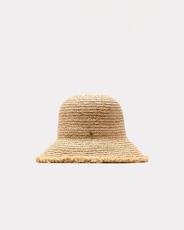 frances valentine Raffia Frayed Edge Bucket Hat