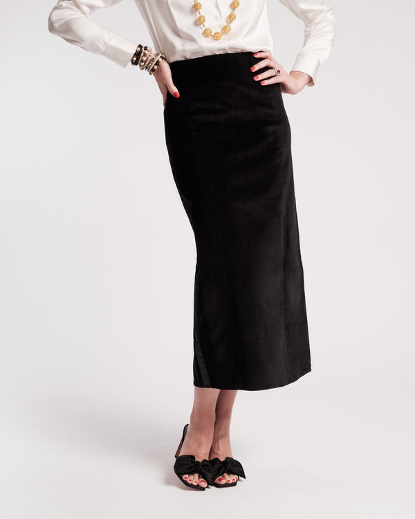 Frances Valentine Velvet Tuxedo Maxi Skirt