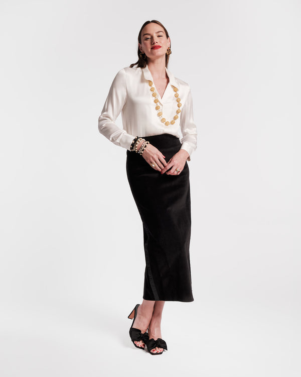 Frances Valentine Velvet Tuxedo Maxi Skirt