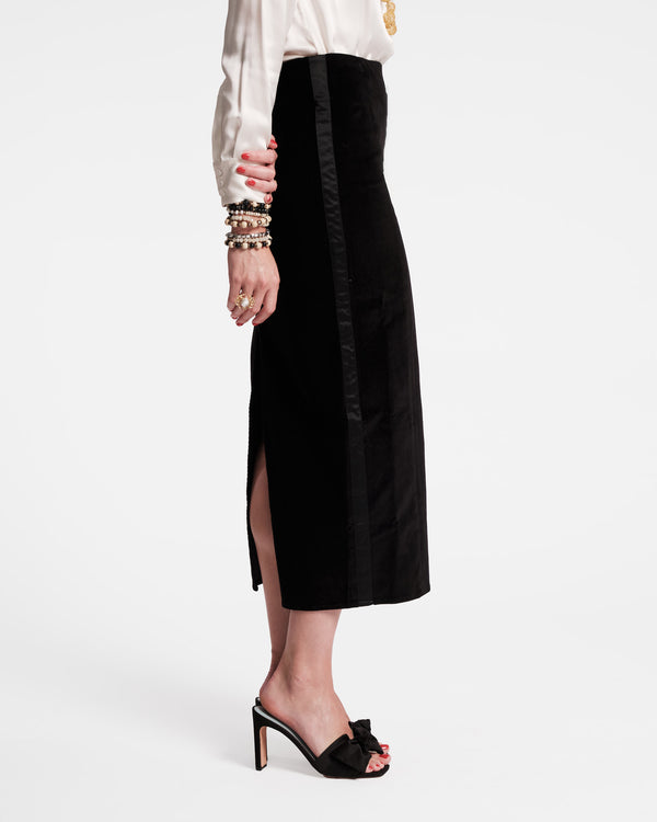 Frances Valentine Velvet Tuxedo Maxi Skirt