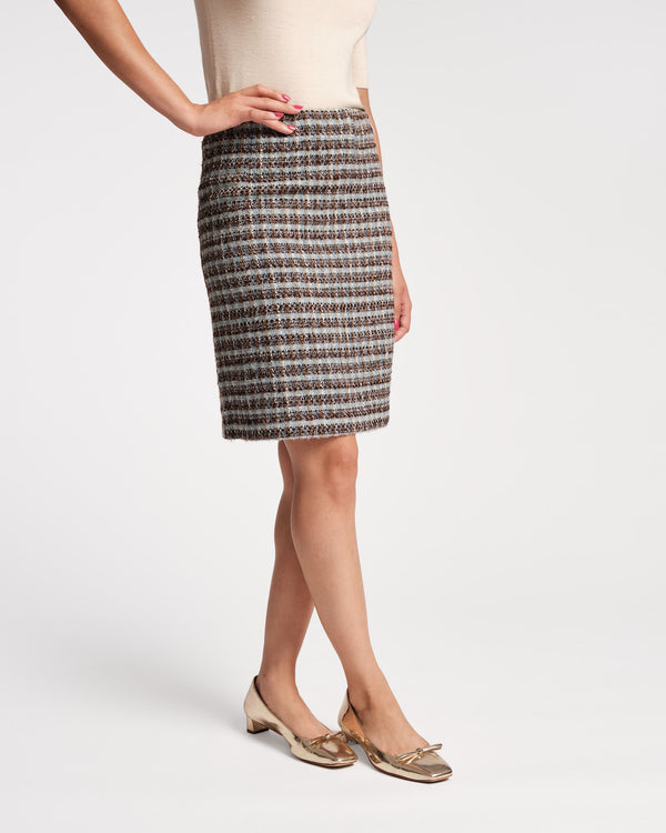 Frances Valentine Wool Plaid Pencil Skirt