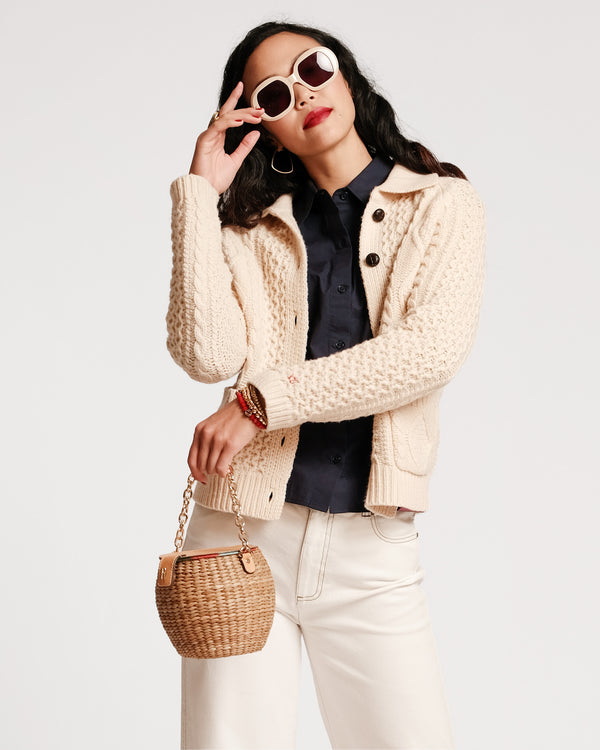 Frances Valentine Lizzie Pointed Collar Shell Cotton Navy