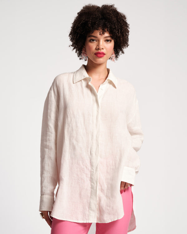Frances Valentine Perfect Oversized Linen Button Down