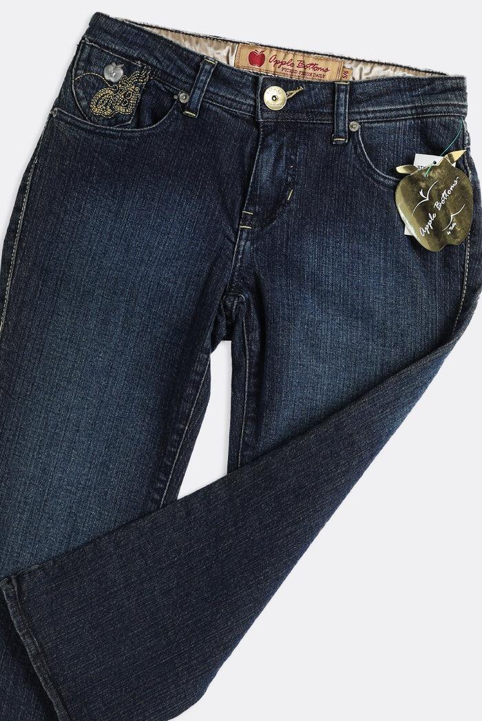 Frankie Deadstock Apple Bottom Gold Embroidered Denim Capris - W28 W30