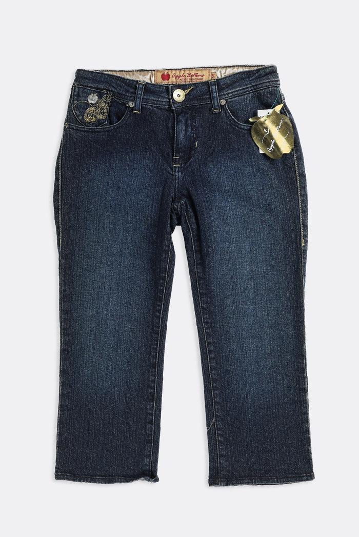 Frankie Deadstock Apple Bottom Gold Embroidered Denim Capris - W28 W30