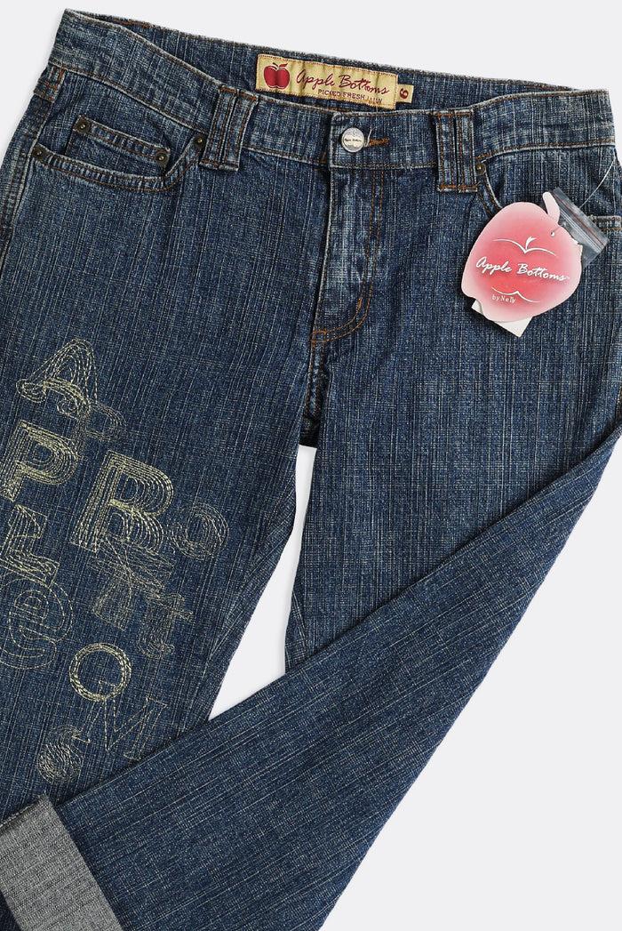 Frankie Deadstock Apple Bottom Gold Embroidered Denim Capris - W30