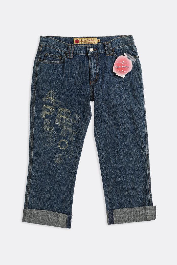 frankie Deadstock Apple Bottom Gold Embroidered Denim Capris - W30