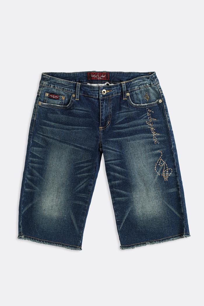 frankie Deadstock Baby Phat Dark Wash Bedazzled Denim Shorts - W30 W31