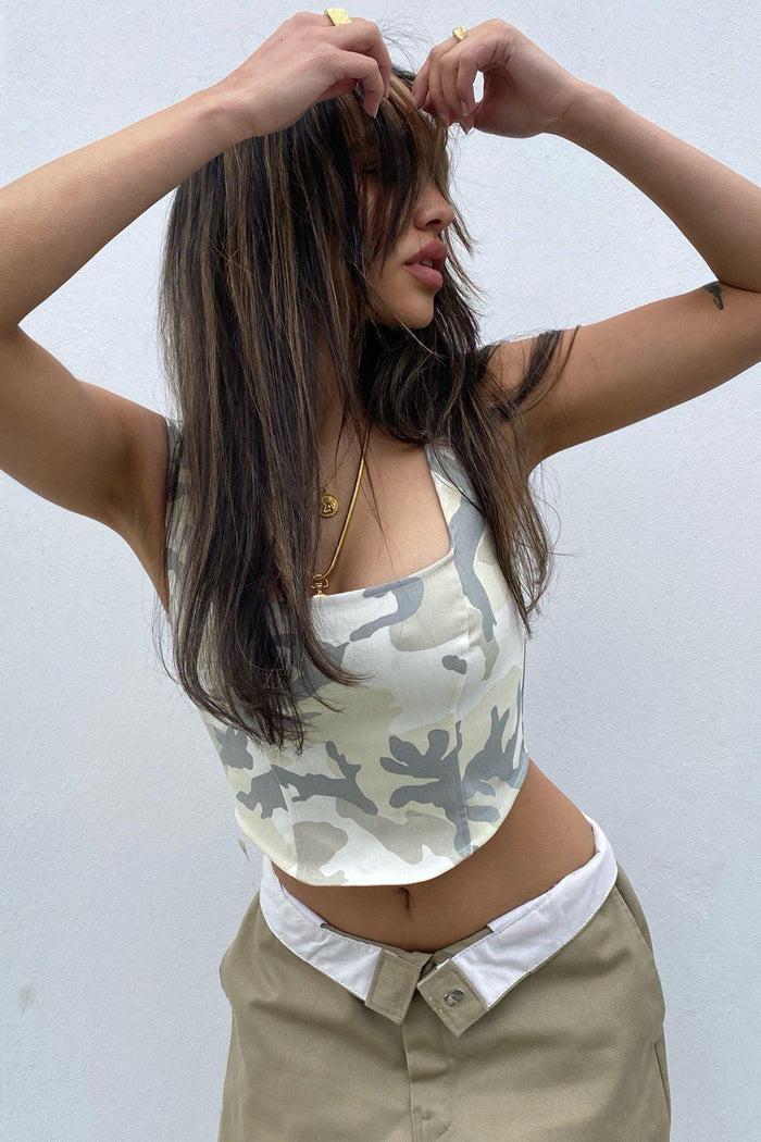frankie Deadstock White Camo Corset - L XL XXL