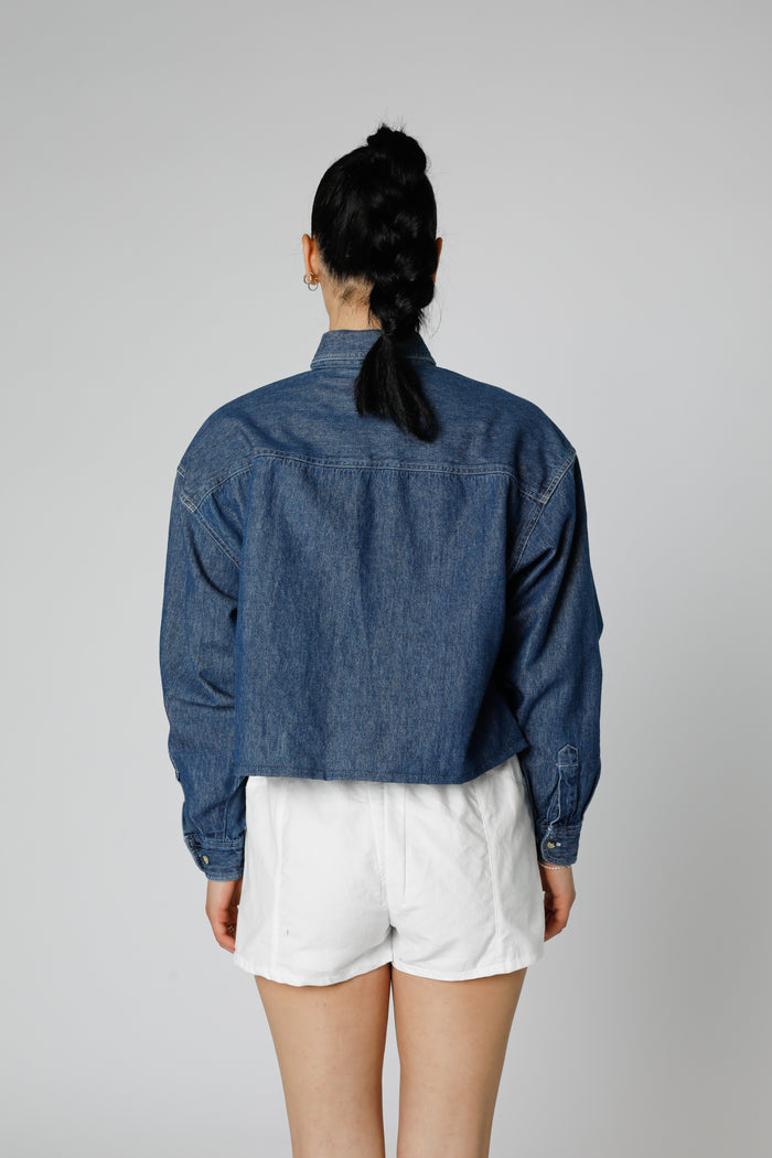 Frankie Rework Chambray Waist Crop - M