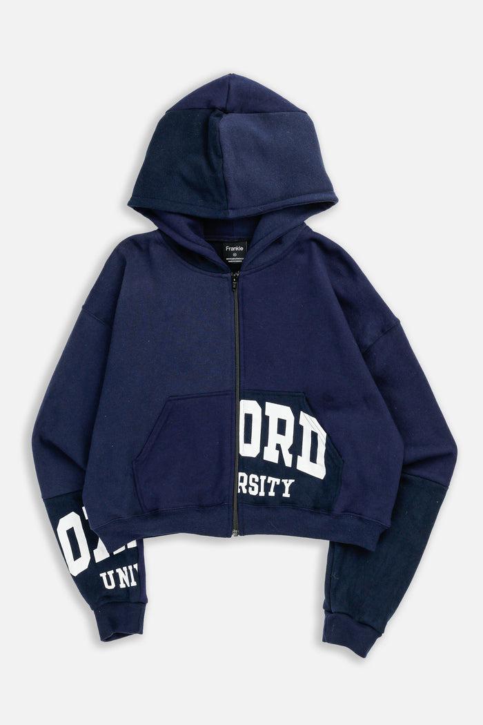 frankie Rework Oxford Crop Zip Hoodie - M