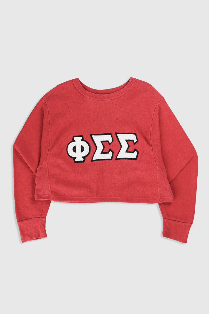 frankie Rework Phi Sig Crop Sweatshirt - L