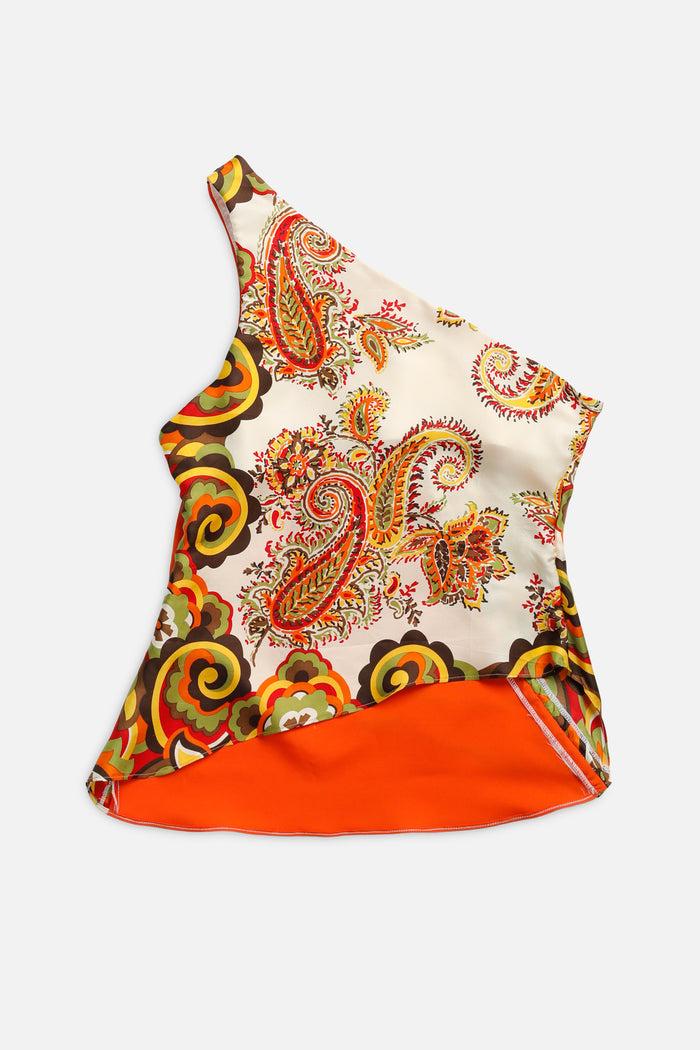 Frankie Rework Silk Scarf Ruche Tank - M