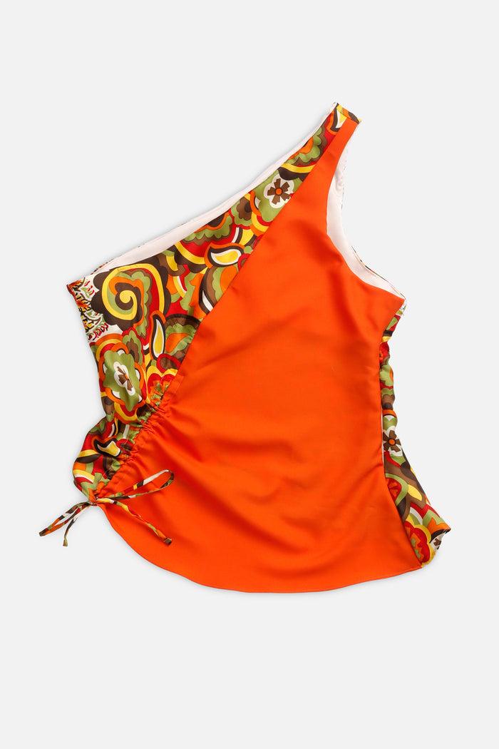 frankie Rework Silk Scarf Ruche Tank - M