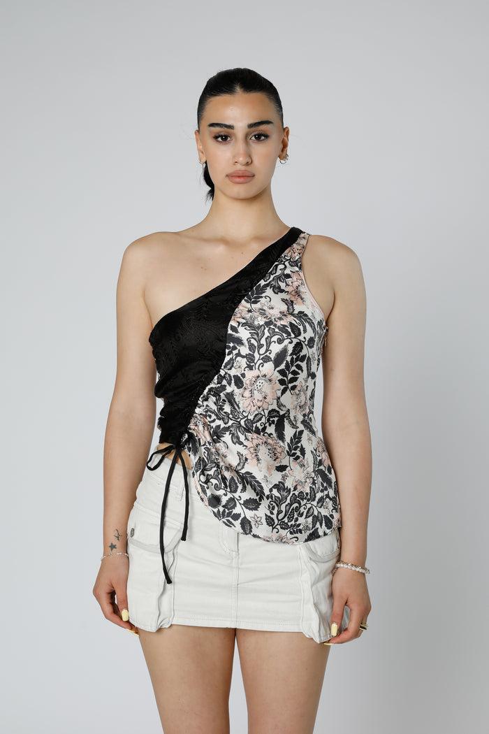 frankie Rework Silk Scarf Ruche Tank - XS
