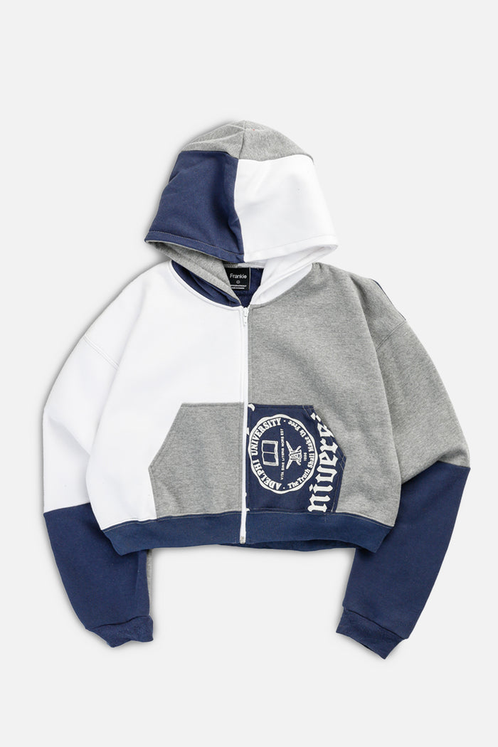 frankie Rework Varsity Crop Zip Hoodie - S