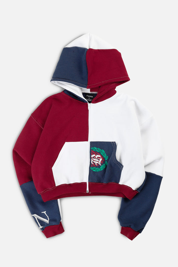 frankie Rework Varsity Crop Zip Hoodie - S