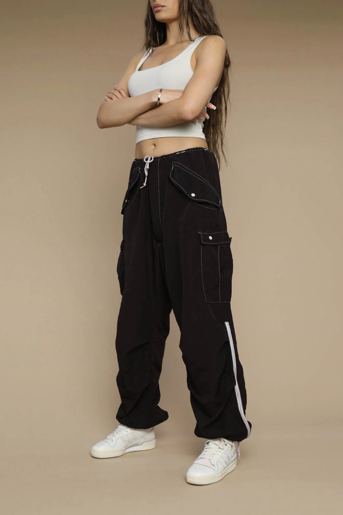 frankie Vintage Rework Chocolate Parachute Pants