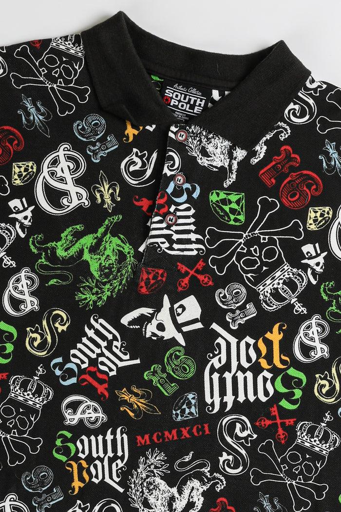 Frankie Vintage South Pole Collared Tee - L