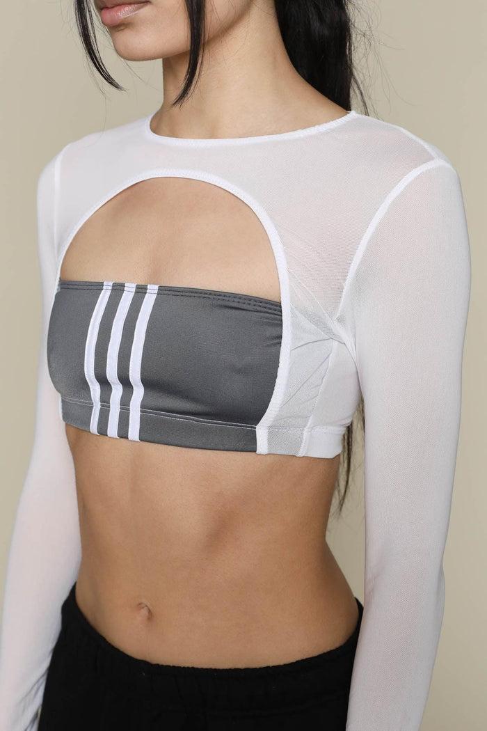 frankie Rework Adidas Cut Out Mesh Long Sleeve Tee - XS