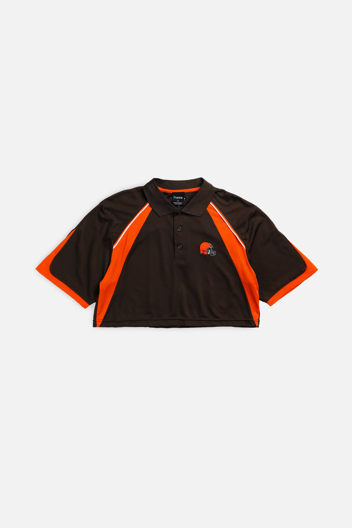 frankie Rework Cleveland Browns NFL Crop Collared Tee - L