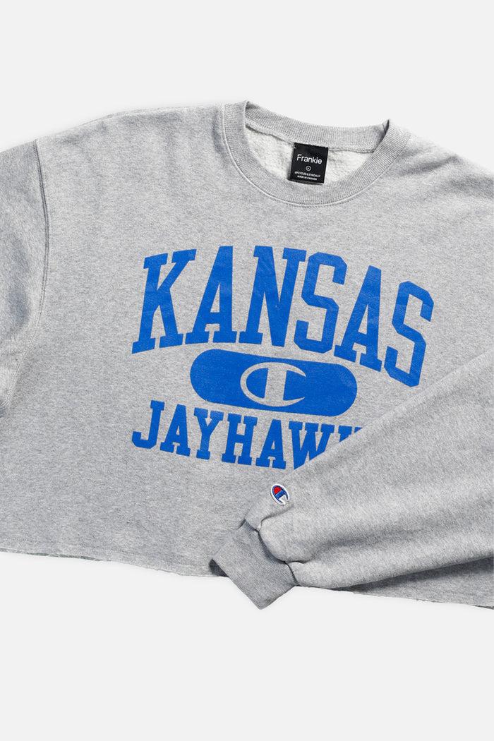 Frankie Rework Kansas Jayhawks NCAA Raw Crop Sweatshirt - XL