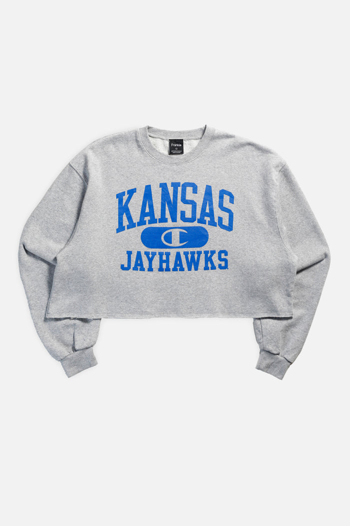 frankie Rework Kansas Jayhawks NCAA Raw Crop Sweatshirt - XL