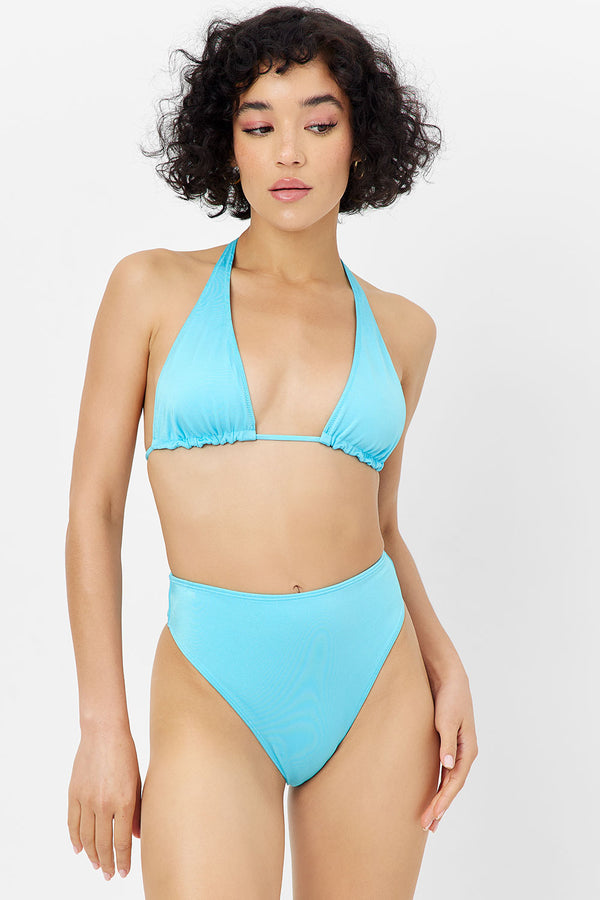 Frankies Bikinis Anne Shine Full Coverage Bikini Bottom Aquamarine