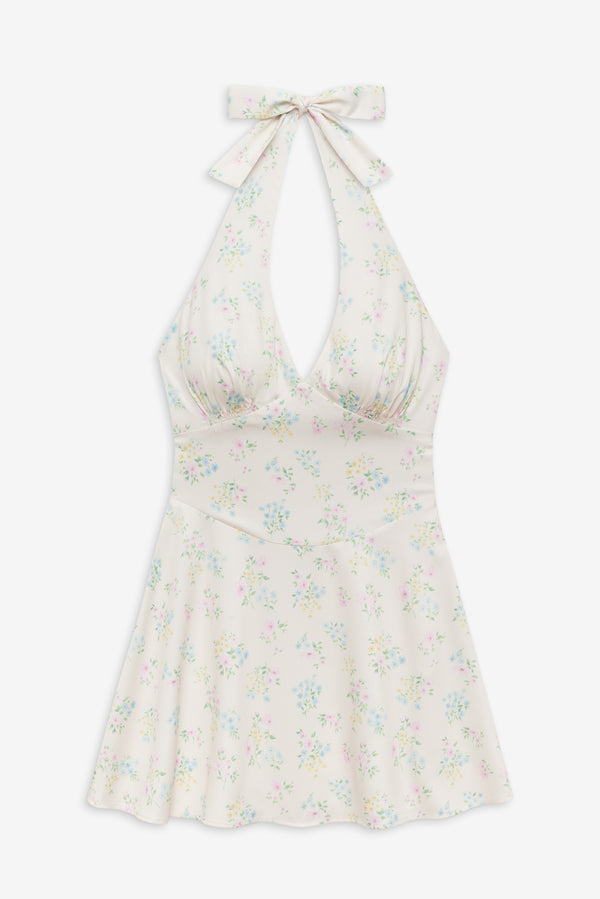 Frankies Bikinis Audrey Floral Satin Mini Dress French Riviera