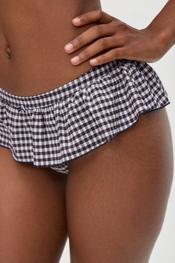Frankies Bikinis Augustine Gingham Swim Skirt Blackberry Gingham