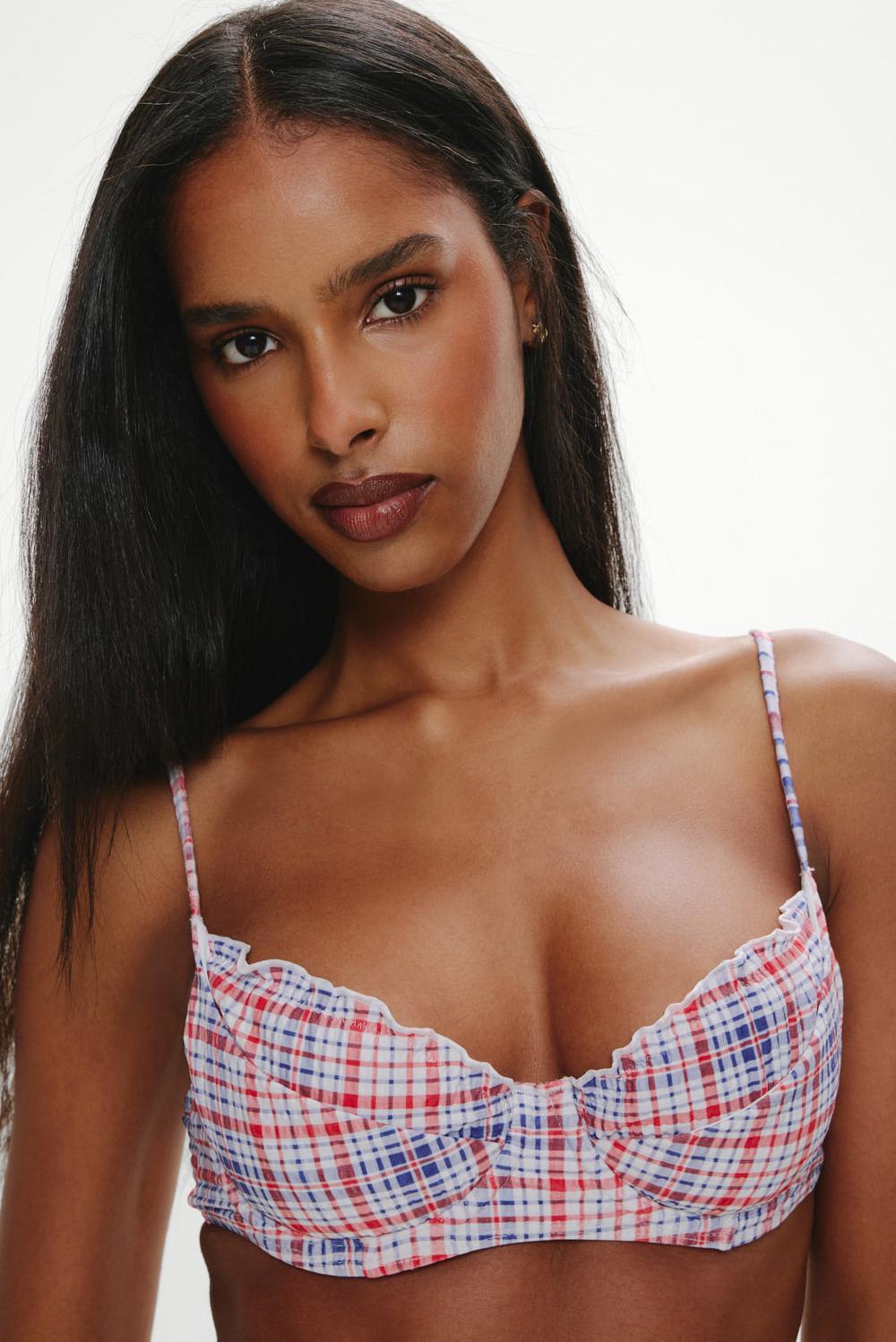 frankies bikinis Austin Underwire Bikini Top Americana Plaid