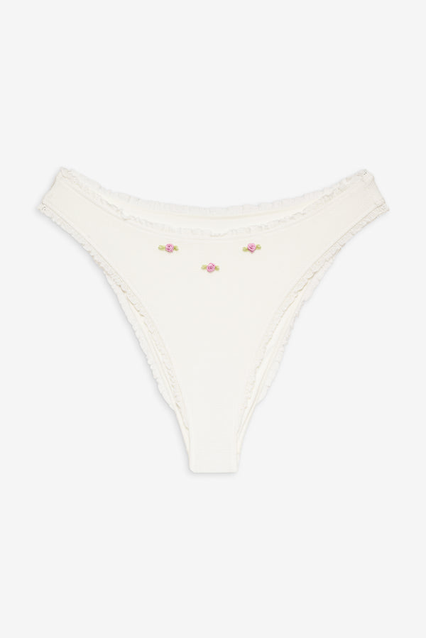 Frankies Bikinis Beck High Waisted Bikini Bottom White