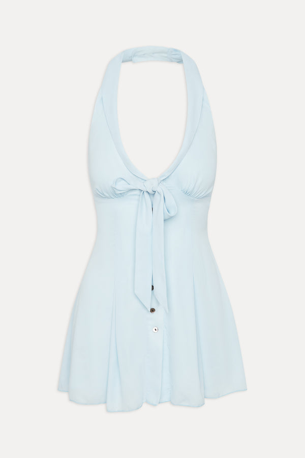 Frankies Bikinis Bloom Button Up Mini Dress Angel's Breath