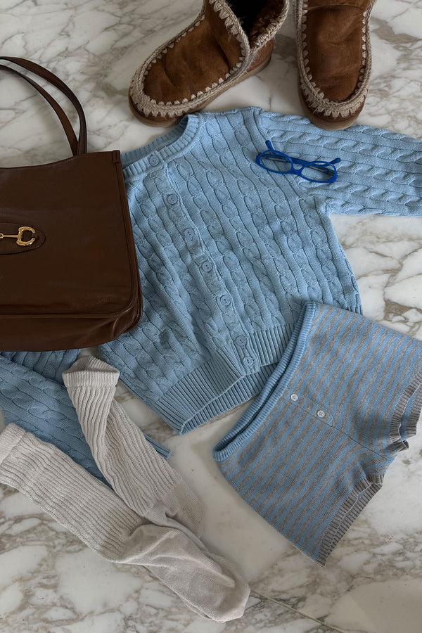 Frankies Bikinis Bradley Knit Booty Shorts Dewdrop Stripe