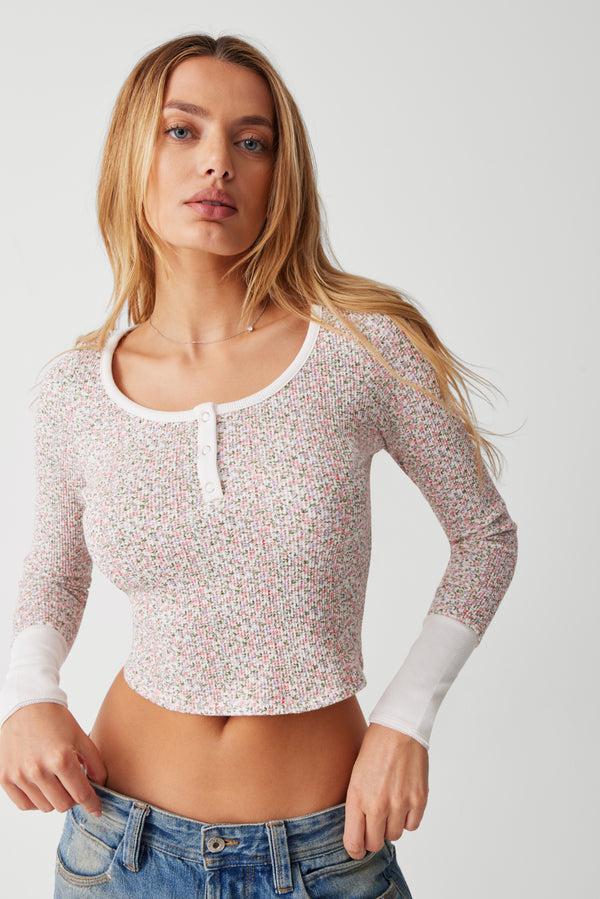 Frankies Bikinis Cabin Long Sleeve Waffle Shirt Baby Blanket