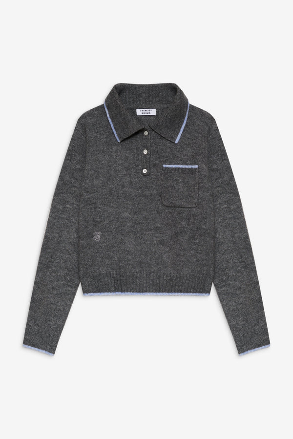 Frankies Bikinis Carolyn Collared Sweater Winter Sky