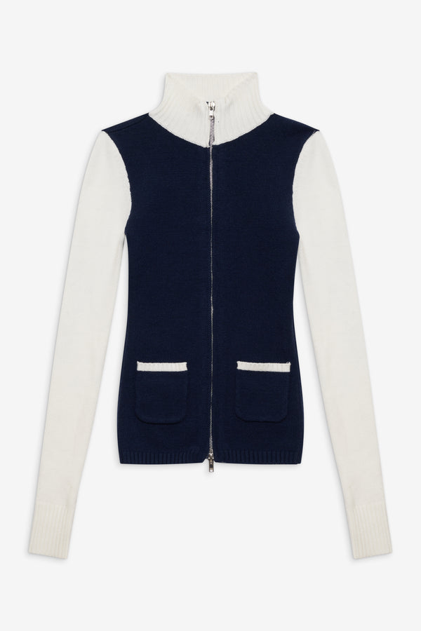 Frankies Bikinis Carter Zip Up Knit Sweater Starlight