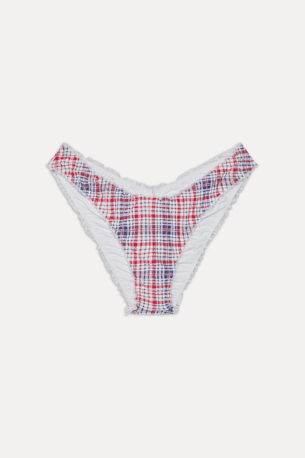 Frankies Bikinis Charlotte Cheeky Bikini Bottom Americana Plaid