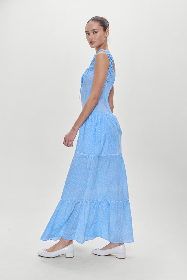 Frankies Bikinis Christabelle Polka Dot Maxi Dress Raindrop